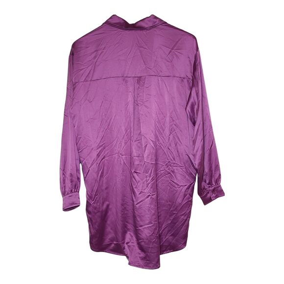 Style Rack Purple Pink Satin Button-Down Collared Shirt Dress Women’s Size Small - Picture 5 of 9
